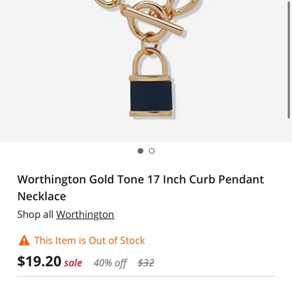 NWOT Worthington Gold Tone 17 Inch Curb Pendant
Necklace - Picture 5 of 12